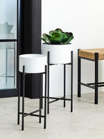 Trosa Small White And Black Floor Standing Planter - Bargainia.com - 5018705997025