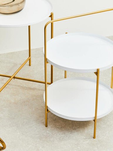 Trosa White and Gold Side Table - Bargainia.com - 5018705996851