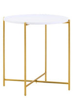 Trosa White and Gold Side Table - Bargainia.com - 5018705996851