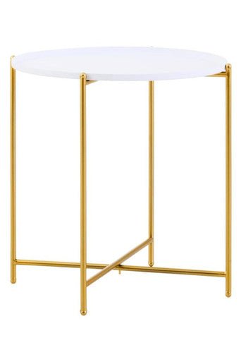 Trosa White and Gold Side Table - Bargainia.com - 5018705996851