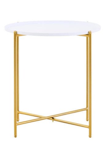 Trosa White and Gold Side Table - Bargainia.com - 5018705996851