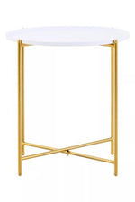 Trosa White and Gold Side Table - Bargainia.com - 5018705996851