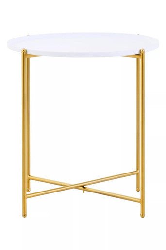 Trosa White and Gold Side Table - Bargainia.com - 5018705996851