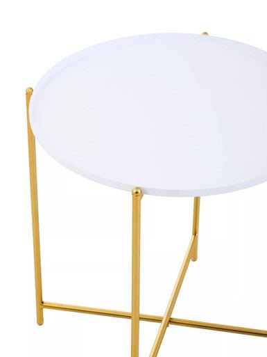 Trosa White and Gold Side Table - Bargainia.com - 5018705996851