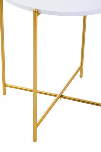 Trosa White and Gold Side Table - Bargainia.com - 5018705996851