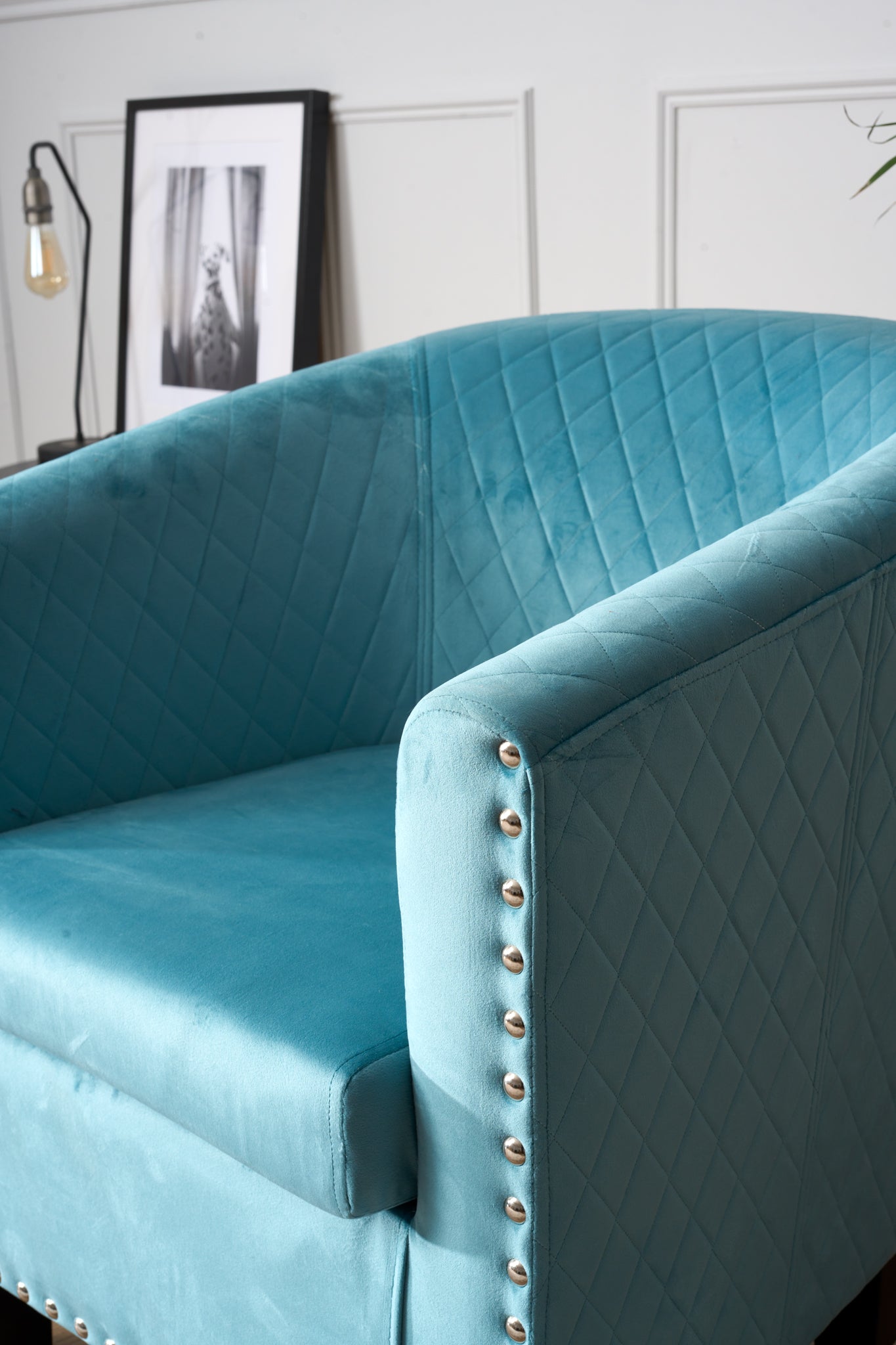 Tub Arm Chair - Stilo Velvet Blue - Bargainia.com - 