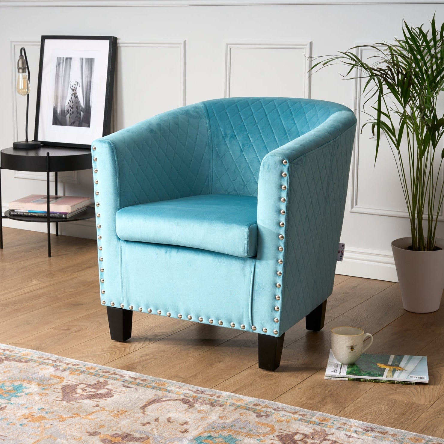 Tub Arm Chair - Stilo Velvet Blue - Bargainia.com - 