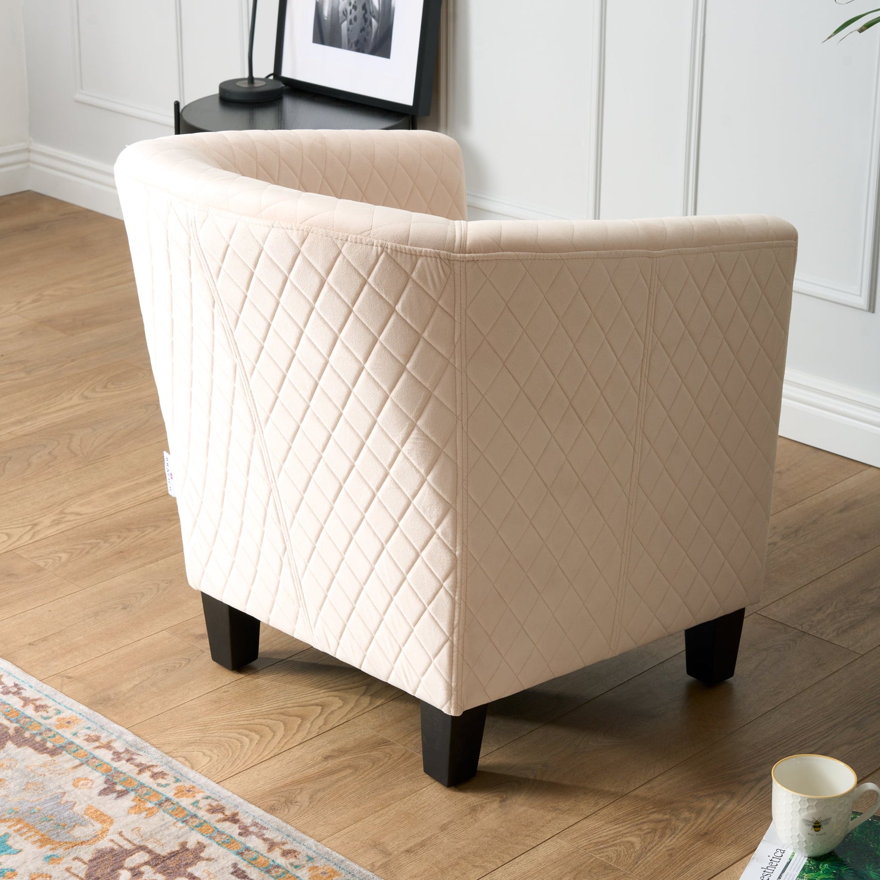 Tub Arm Chair - Stilo Velvet Cream - Bargainia.com - 