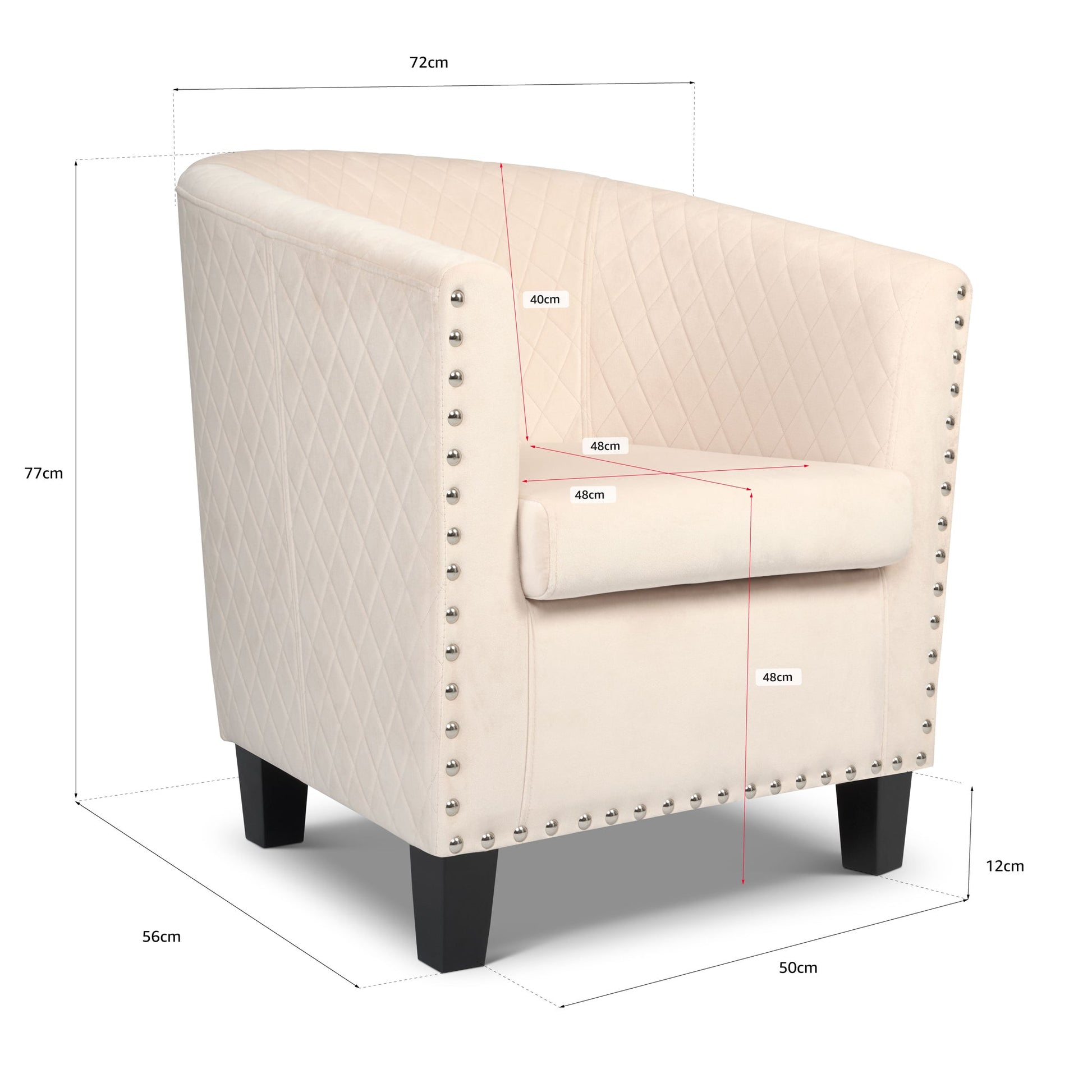 Tub Arm Chair - Stilo Velvet Cream Bargainia