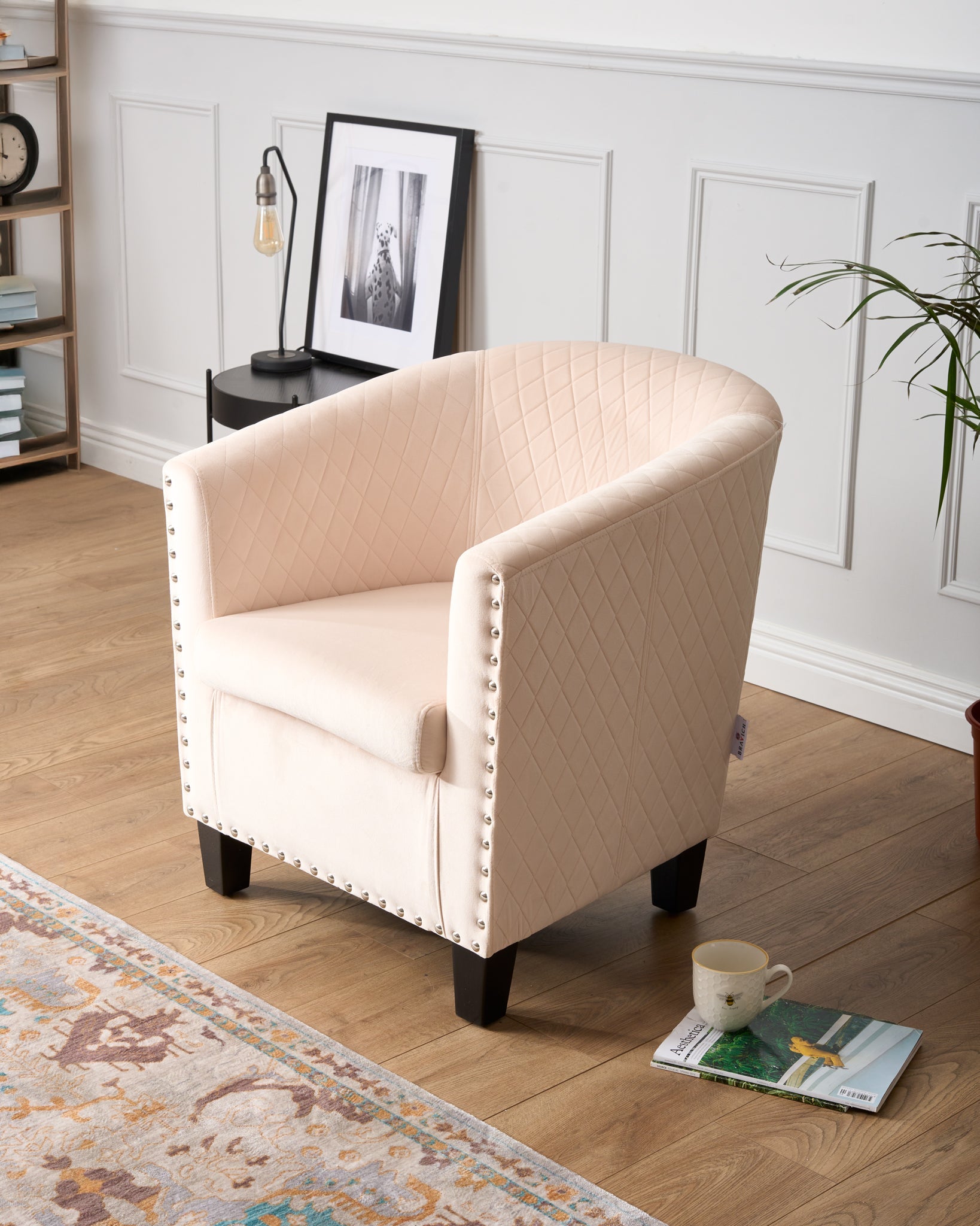 Tub Arm Chair - Stilo Velvet Cream Bargainia