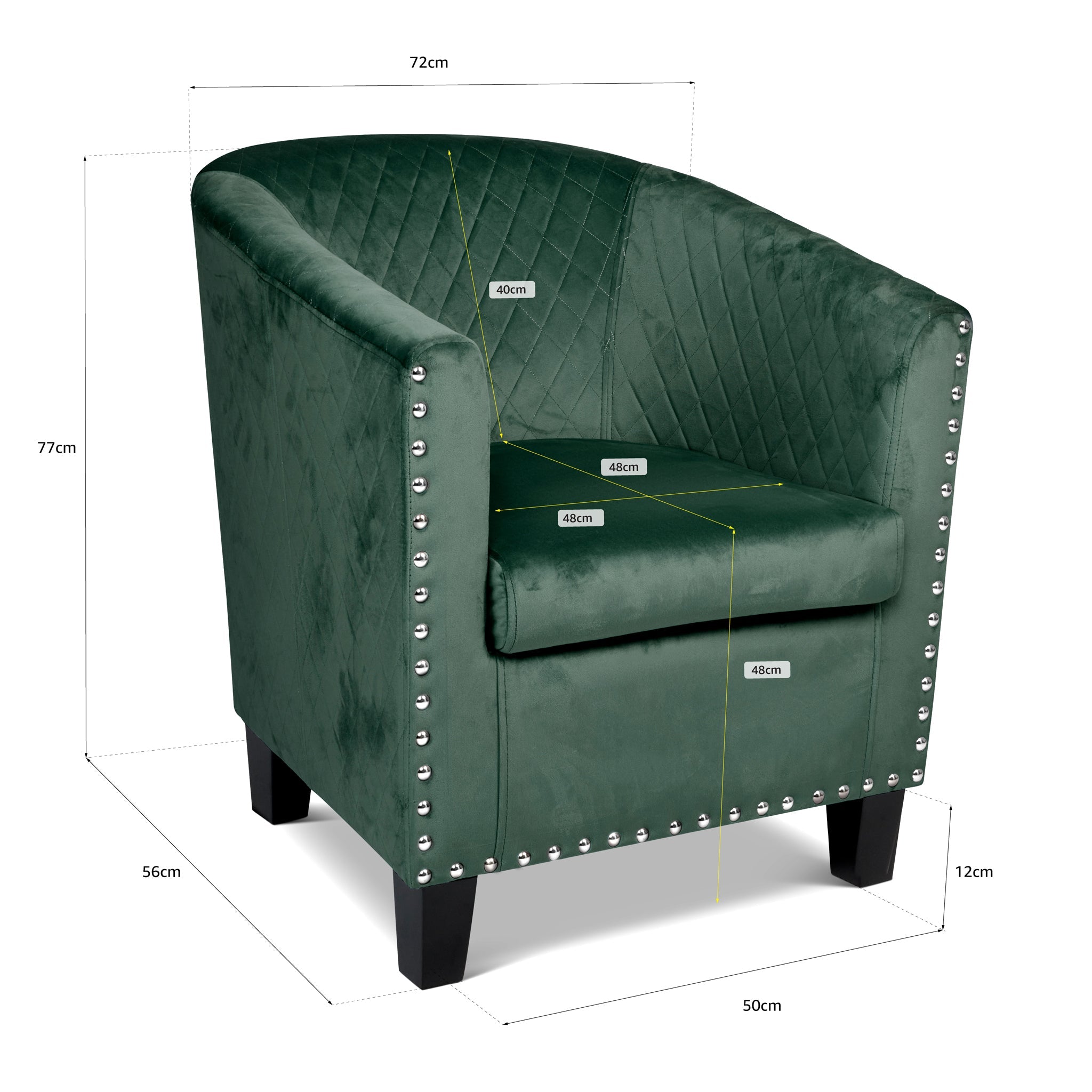 Tub Arm Chair - Stilo Velvet Green Bargainia