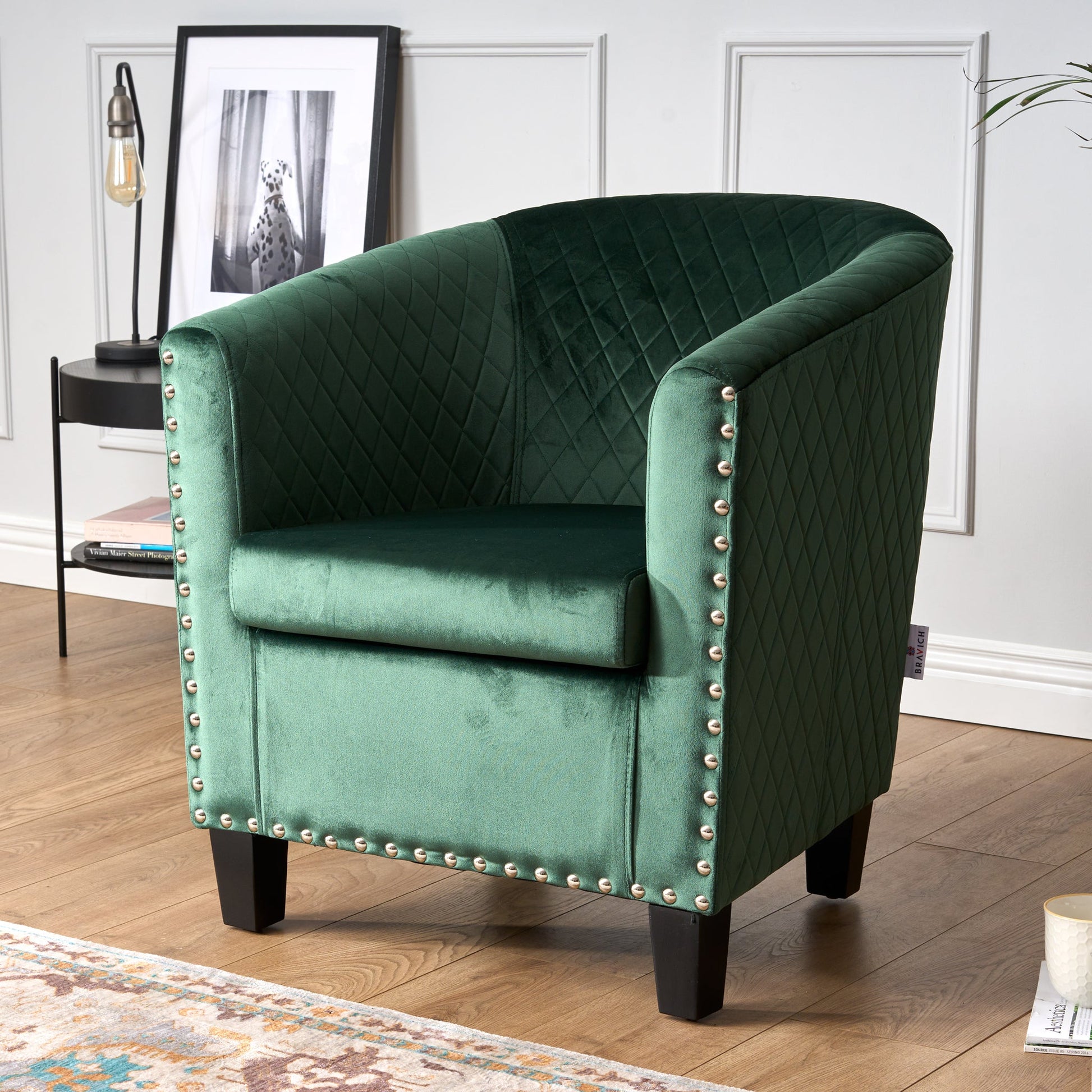 Tub Arm Chair - Stilo Velvet Green Bargainia