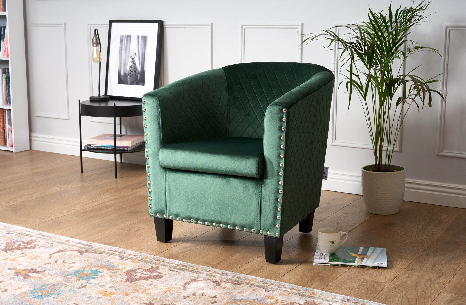 Tub Arm Chair - Stilo Velvet Green Bargainia