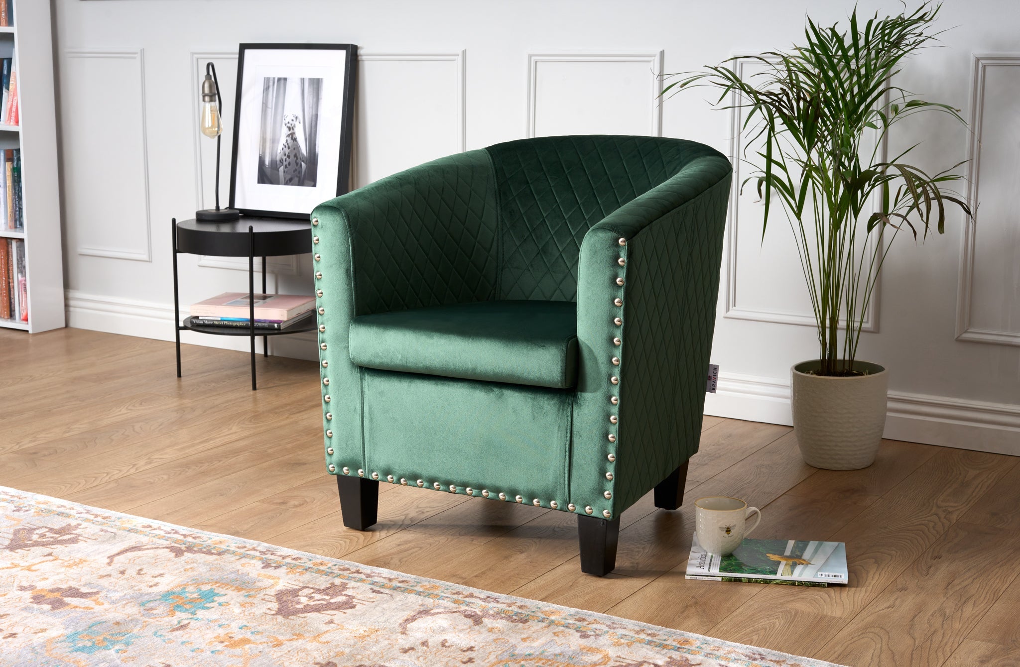Tub Arm Chair - Stilo Velvet Green Bargainia