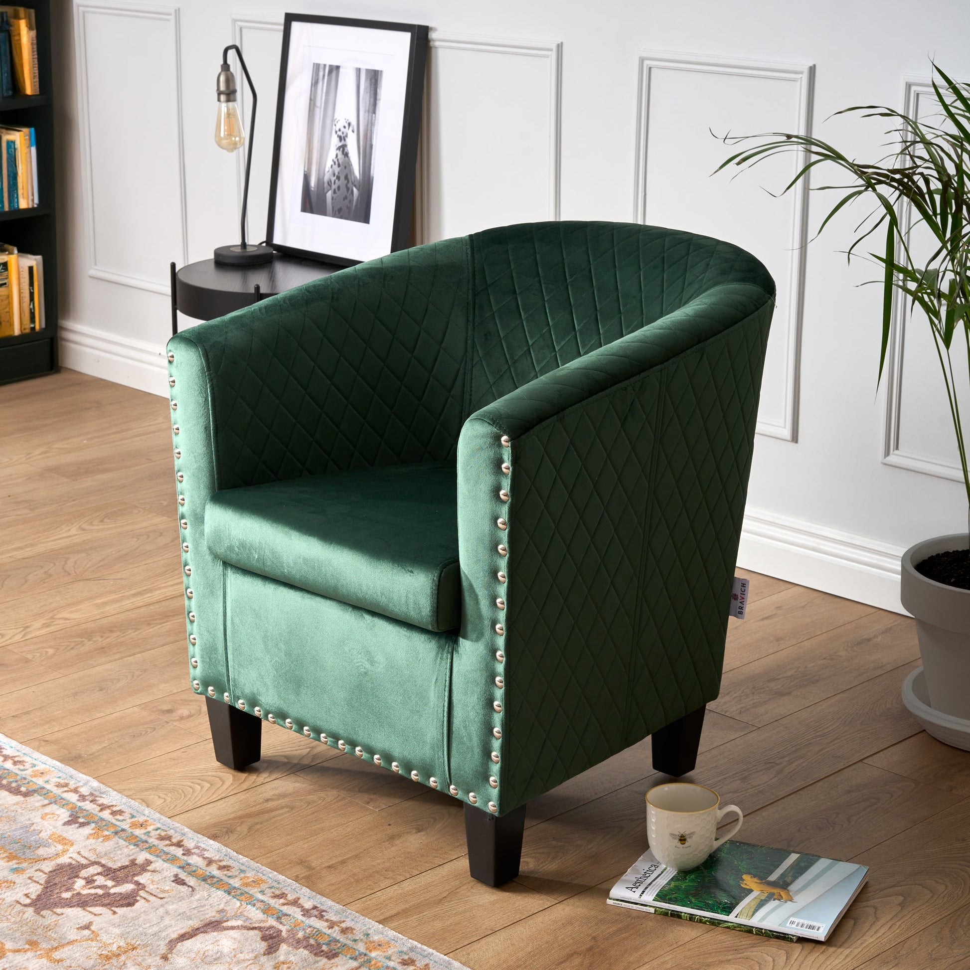 Tub Arm Chair - Stilo Velvet Green Bargainia