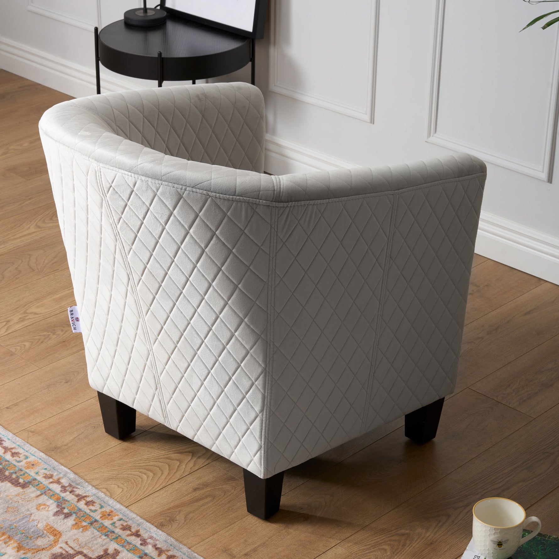 Tub Arm Chair - Stilo Velvet Grey - Bargainia.com - 