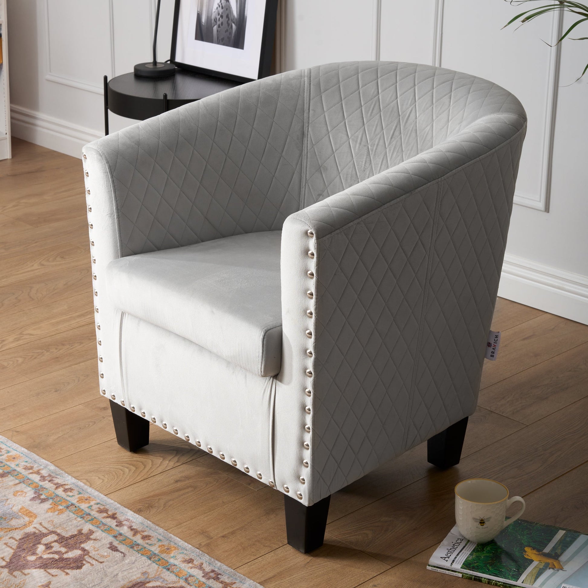 Tub Arm Chair - Stilo Velvet Grey Bargainia