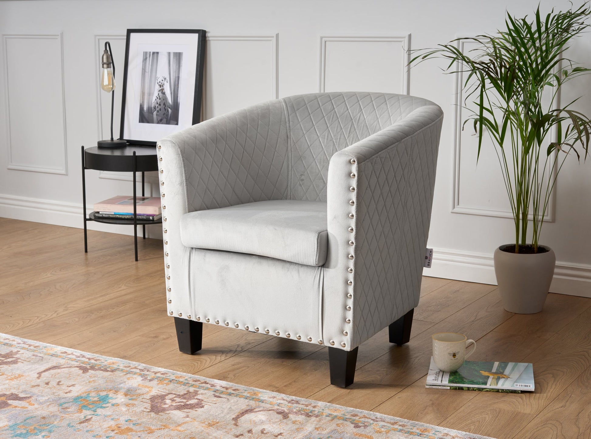 Tub Arm Chair - Stilo Velvet Grey Bargainia