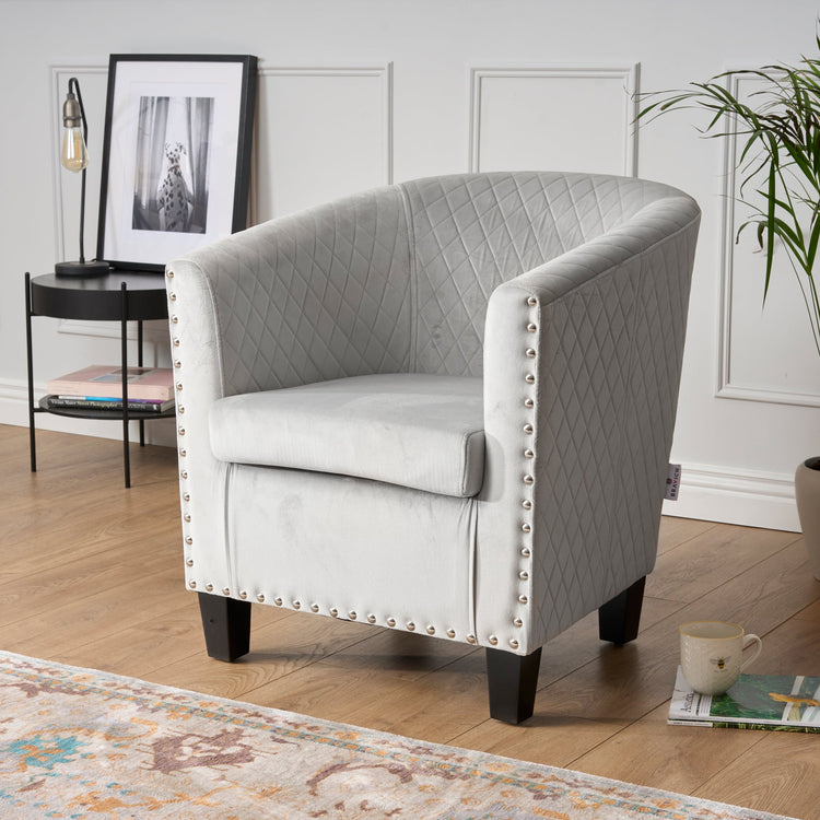 Tub Arm Chair - Stilo Velvet Grey - Bargainia.com - 