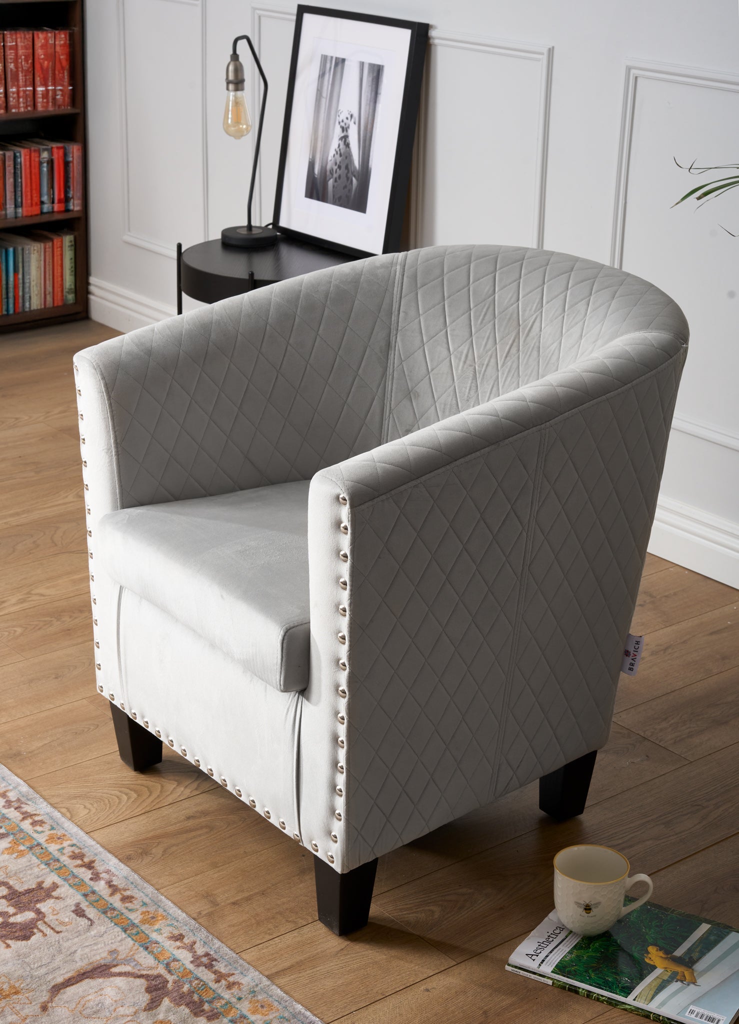 Tub Arm Chair - Stilo Velvet Grey Bargainia