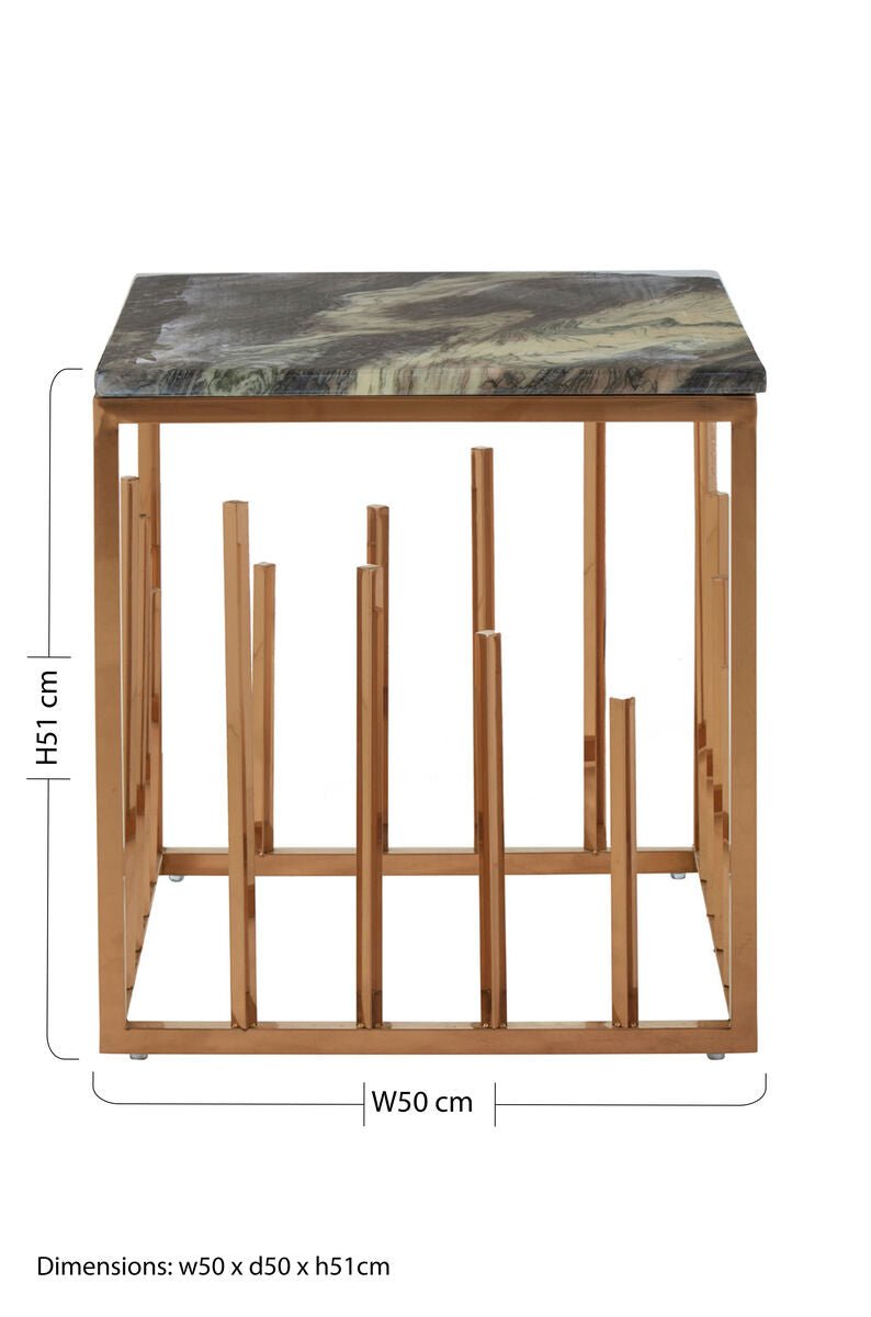 Tula Rose Gold Finish Square Side Table - Bargainia.com - 5018705466545