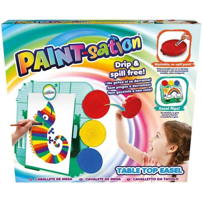 Paint-sation Table Top Easel With 3 Non Drip Paints, Paper & 2 Brushes-8720077208674-Bargainia.com