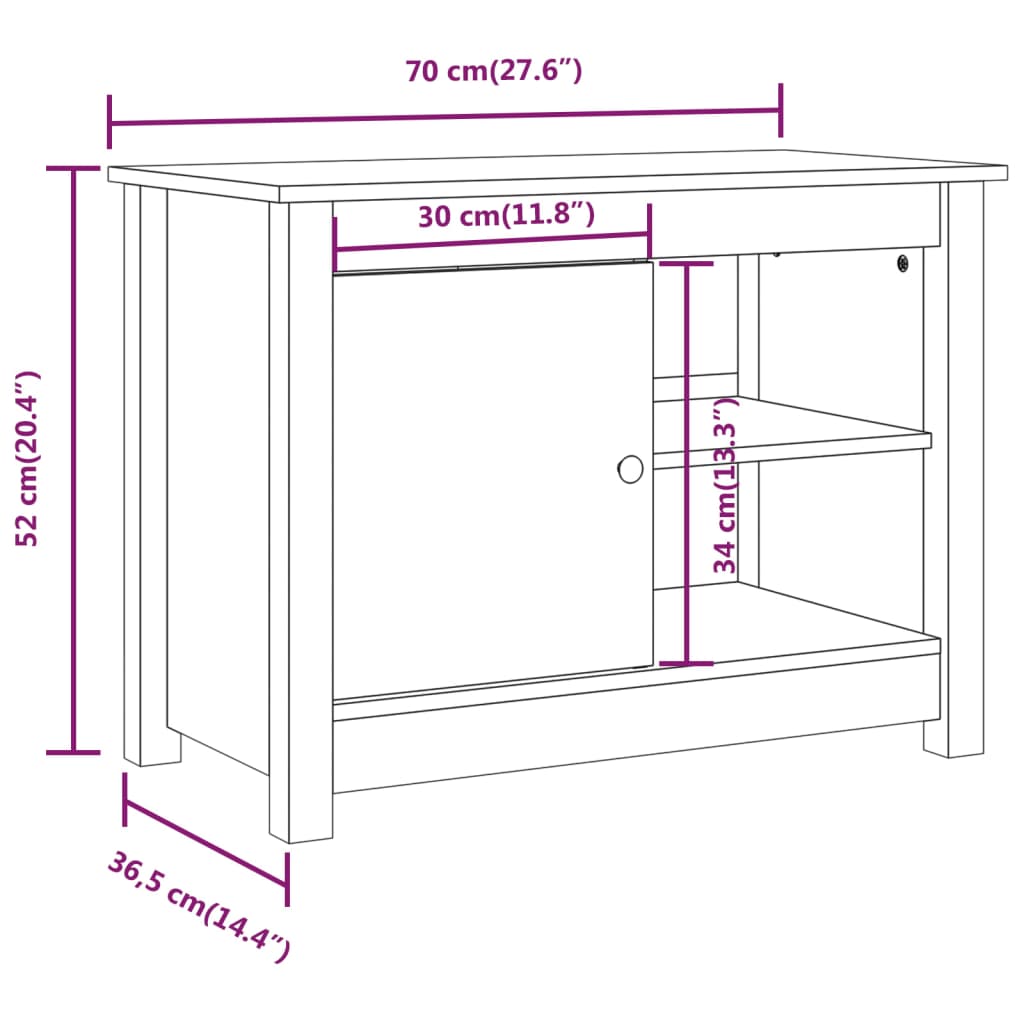 TV Cabinet 70x36.5x52 cm Solid Wood Pine - Bargainia.com - 
