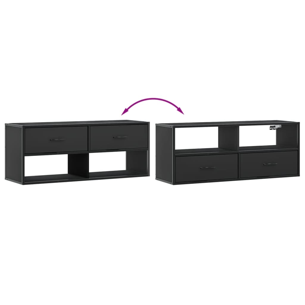 TV Cabinet Black 100x31x39.5 cm Engineered Wood and Metal - Bargainia.com - 