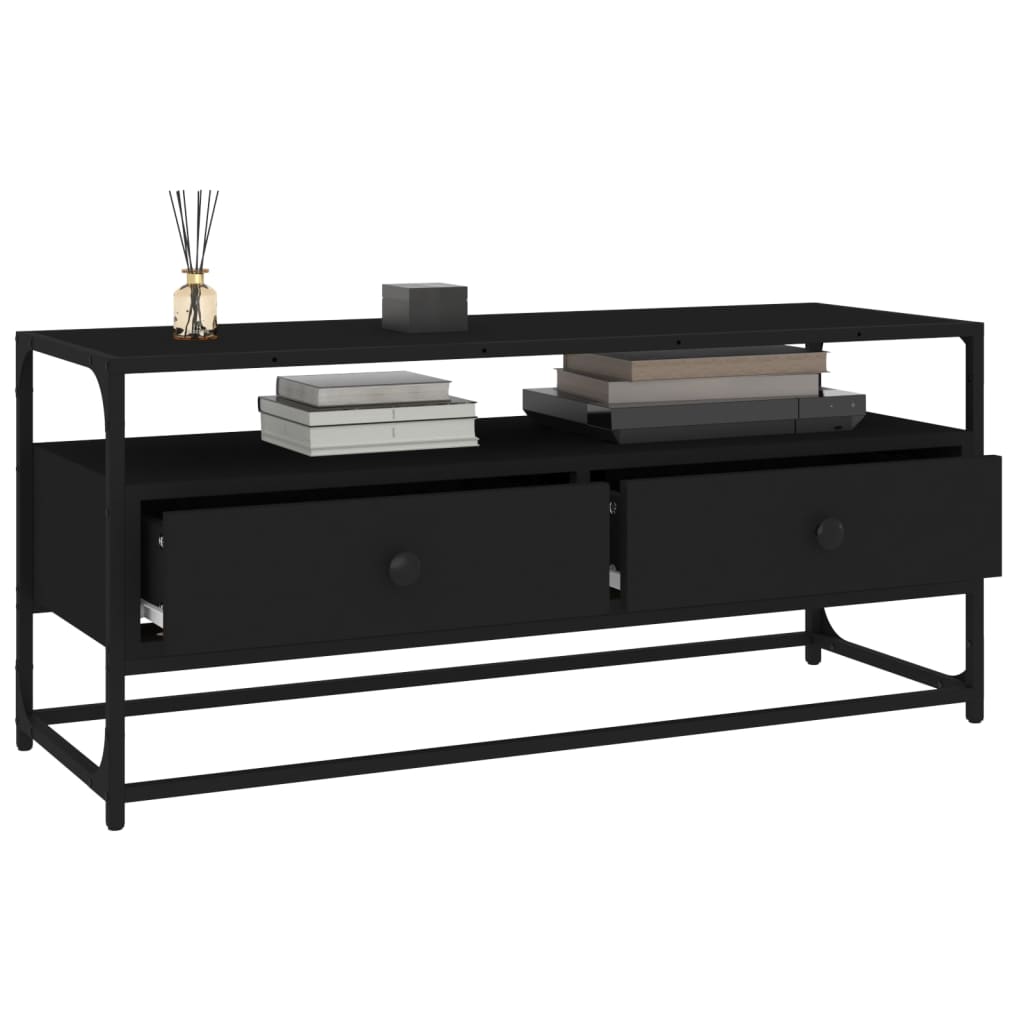 TV Cabinet Black 100x35x45 cm Engineered Wood - Bargainia.com - 