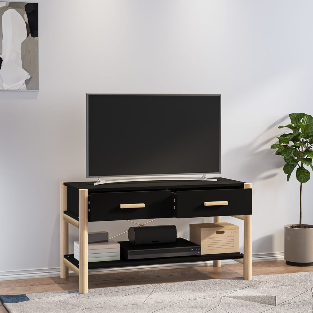 TV Cabinet Black 82x38x45 cm Engineered Wood - Bargainia.com - 