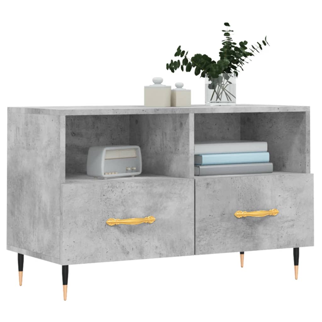 TV Cabinet Concrete Grey 80x36x50 cm Engineered Wood - Bargainia.com - 
