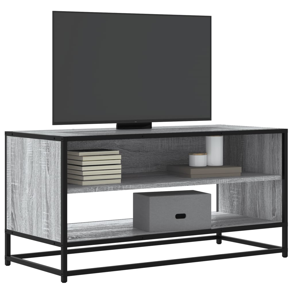 TV Cabinet Grey Sonoma 91x40x46 cm Engineered Wood and Metal - Bargainia.com - 