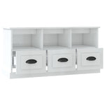 TV Cabinet High Gloss White 100x35x50 cm Engineered Wood - Bargainia.com - 