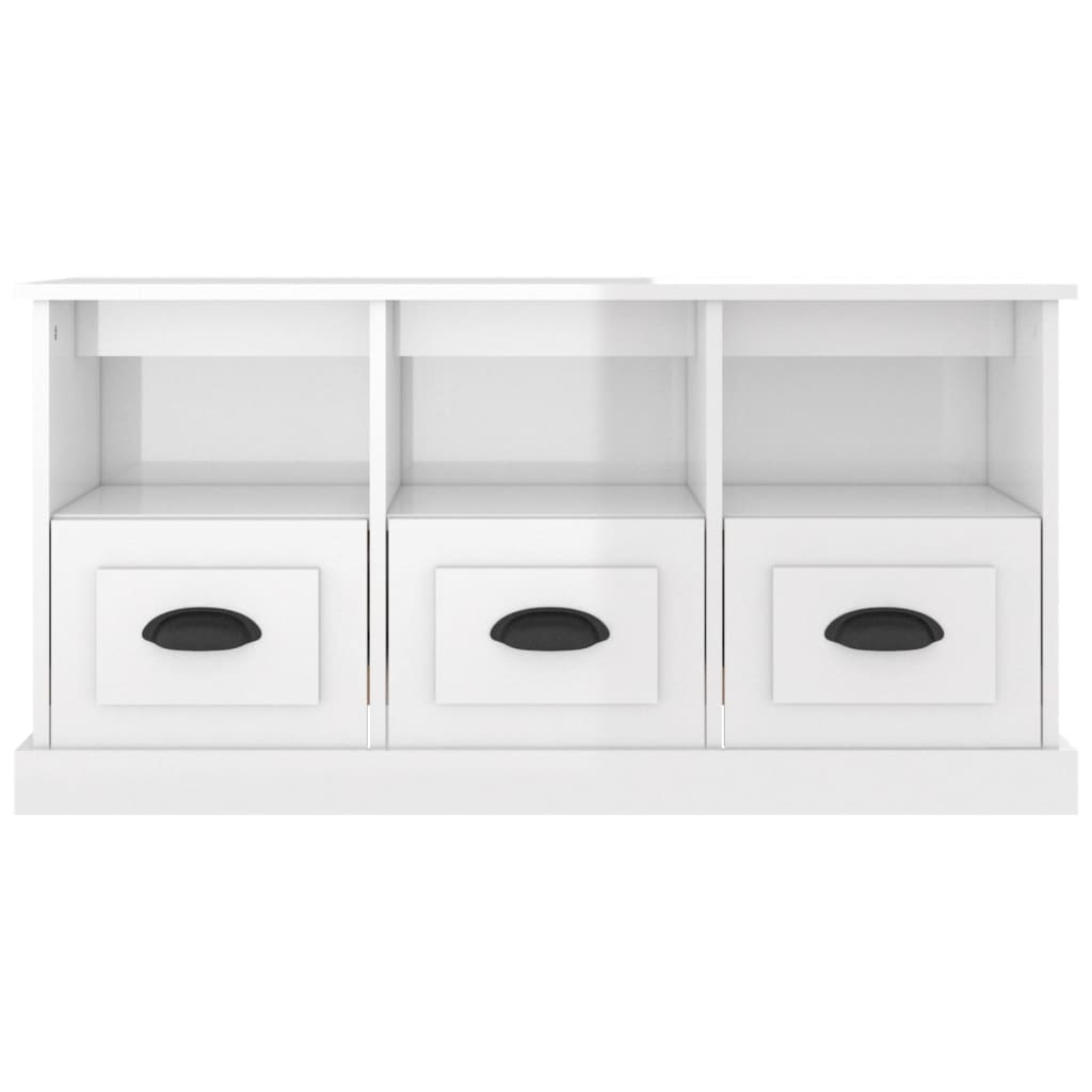 TV Cabinet High Gloss White 100x35x50 cm Engineered Wood - Bargainia.com - 