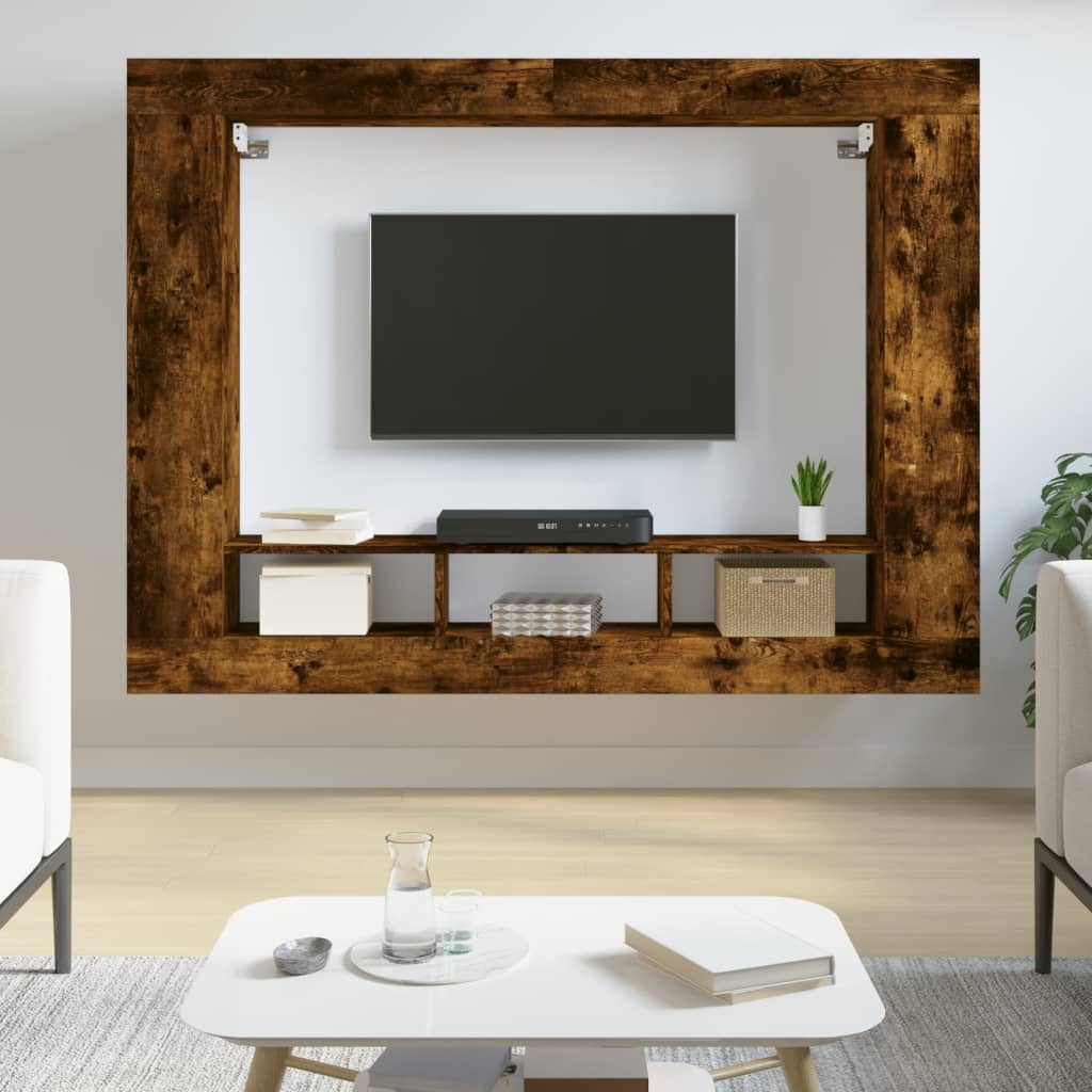 TV Cabinet Smoked Oak 152x22x113 cm Engineered Wood - Bargainia.com - 8720845922115 - 833727