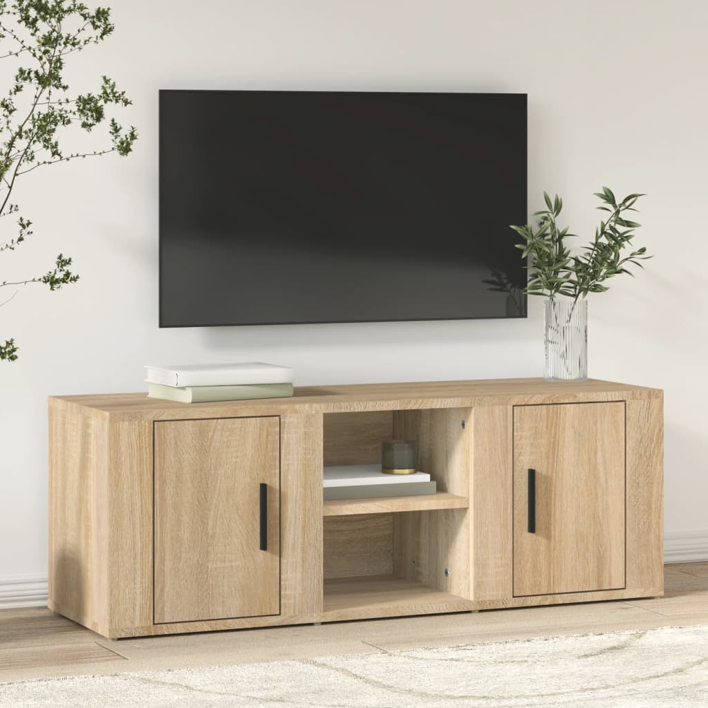 TV Cabinet Sonoma Oak 100x31.5x35 cm Engineered Wood - Bargainia.com - 8720845668242