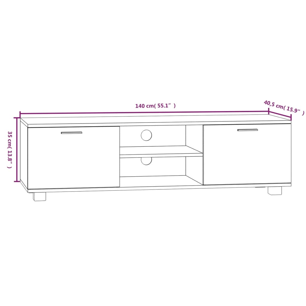 TV Cabinet White 140x40.5x35 cm Engineered Wood - Bargainia.com - 