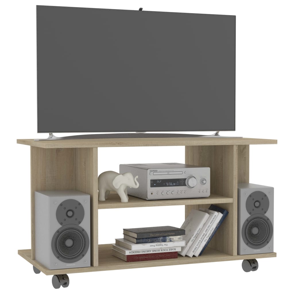 TV Cabinet with Castors Sonoma Oak 80x40x45 cm Engineered Wood - Bargainia.com - 8719883673530 - 800192
