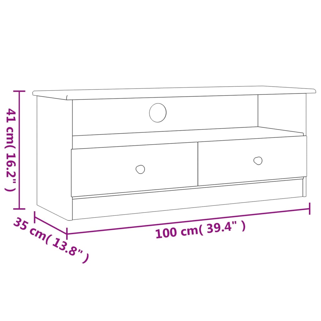 TV Cabinet with Drawers ALTA White 100x35x41 cm Solid Wood Pine - Bargainia.com - 8720845886684 - 353934