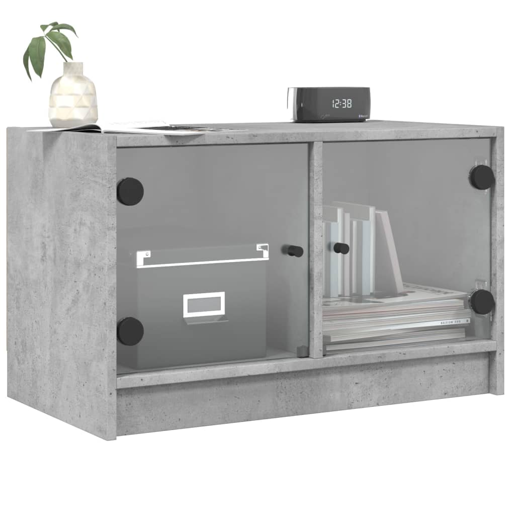 TV Cabinet with Glass Doors Concrete Grey 68x37x42 cm - Bargainia.com - 8721012213104 - 836360