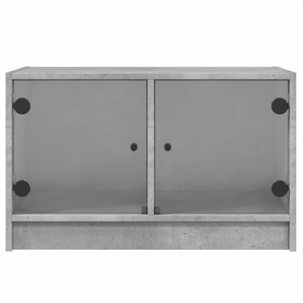 TV Cabinet with Glass Doors Concrete Grey 68x37x42 cm - Bargainia.com - 8721012213104 - 836360