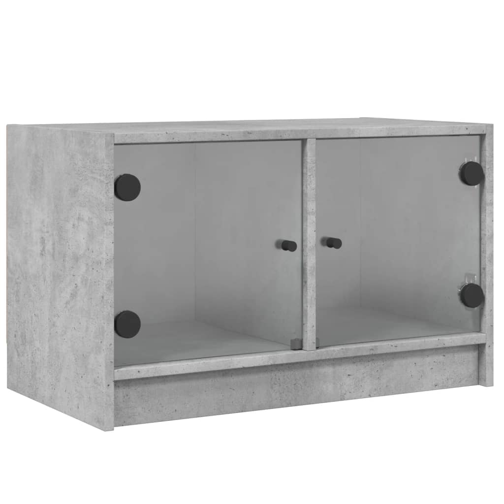 TV Cabinet with Glass Doors Concrete Grey 68x37x42 cm - Bargainia.com - 8721012213104 - 836360