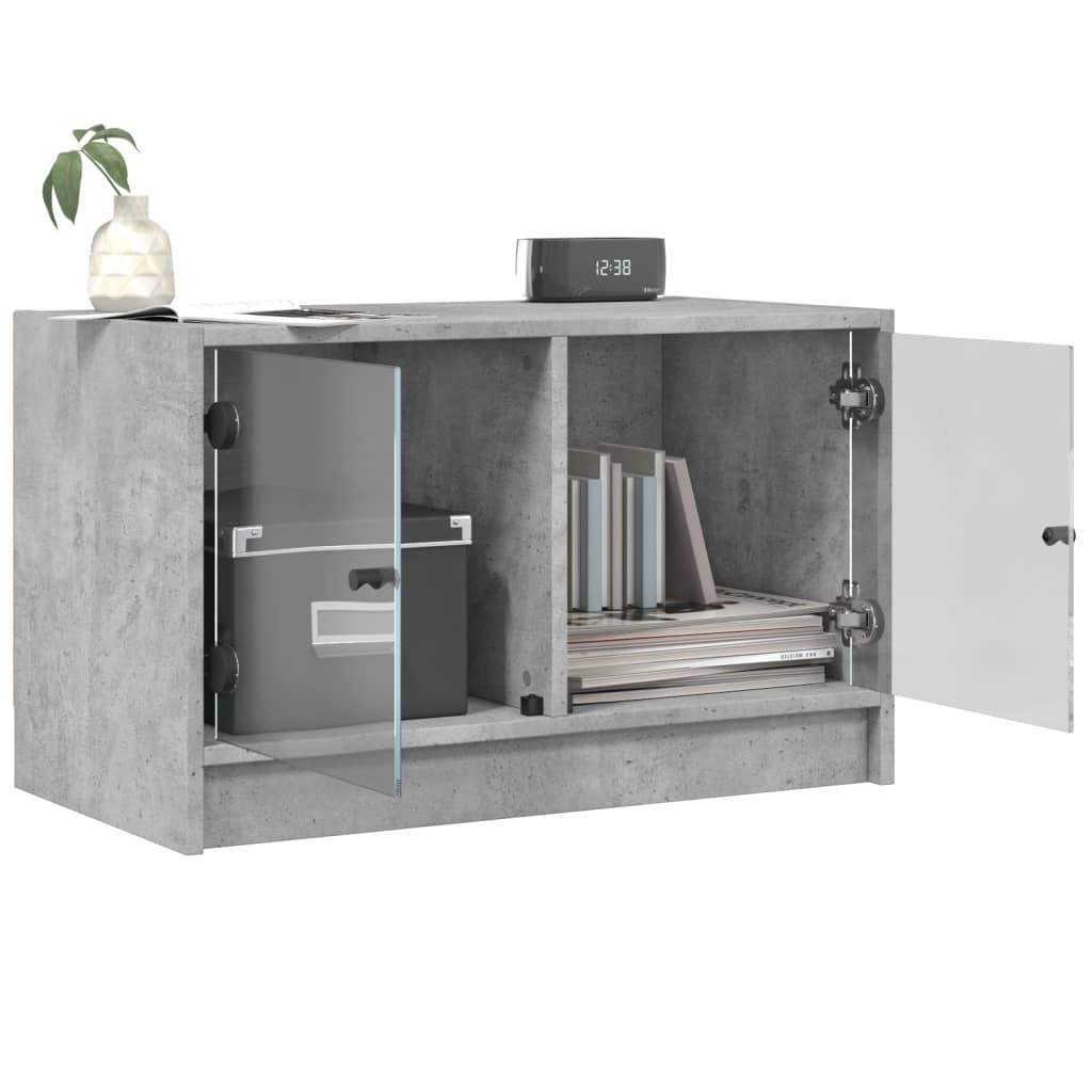 TV Cabinet with Glass Doors Concrete Grey 68x37x42 cm - Bargainia.com - 8721012213104 - 836360