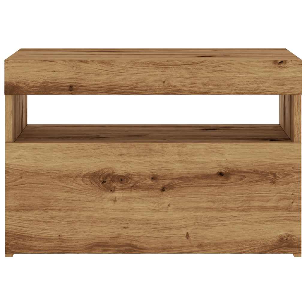 TV Cabinet with LED Lights Artisan Oak 60x35x40 cm Engineered Wood - Bargainia.com - 8721158437686 - 856311