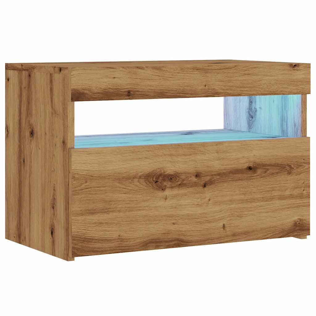 TV Cabinet with LED Lights Artisan Oak 60x35x40 cm Engineered Wood - Bargainia.com - 8721158437686 - 856311