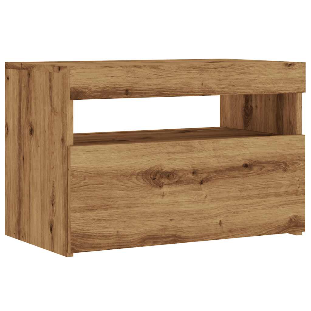 TV Cabinet with LED Lights Artisan Oak 60x35x40 cm Engineered Wood - Bargainia.com - 8721158437686 - 856311