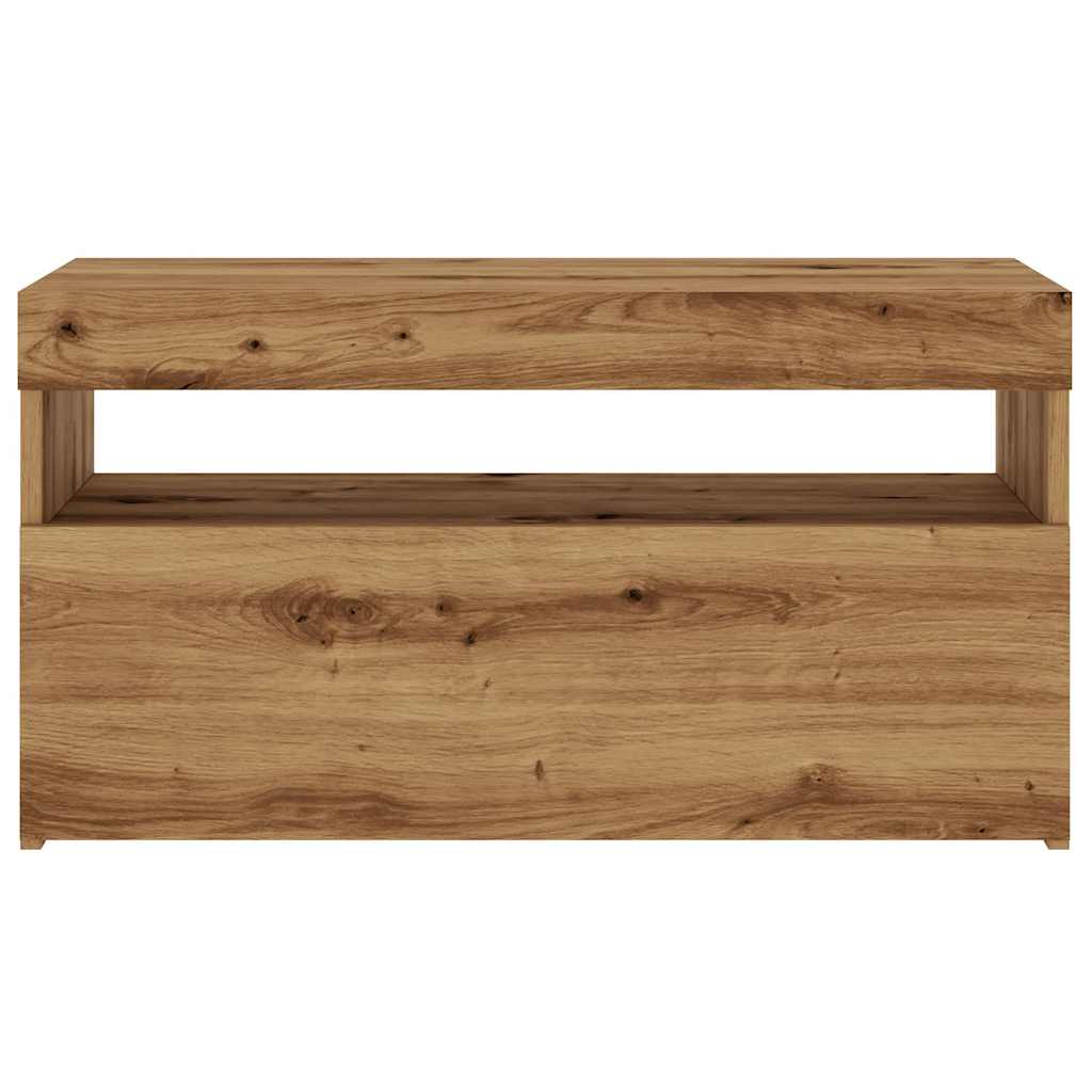 TV Cabinet with LED Lights Artisan Oak 75x35x40 cm Engineered Wood - Bargainia.com - 