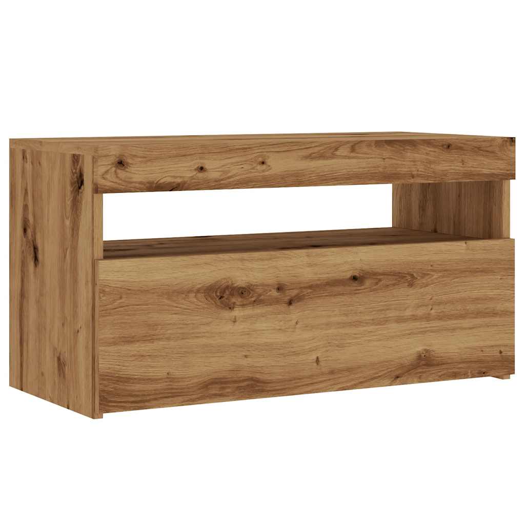 TV Cabinet with LED Lights Artisan Oak 75x35x40 cm Engineered Wood - Bargainia.com - 