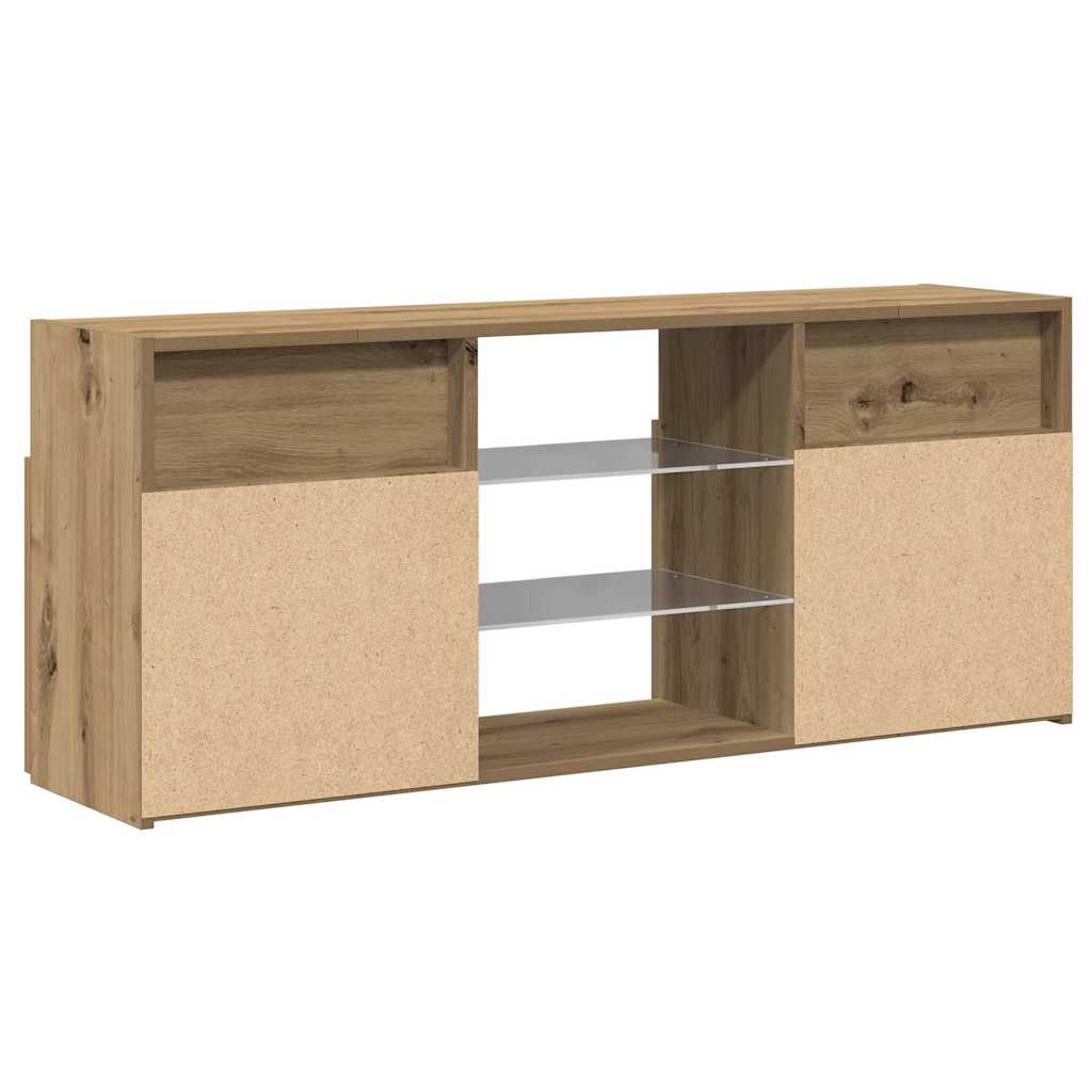 TV Cabinet with LED Lights Artisian Oak 120x30x50 cm Engineered Wood - Bargainia.com - 8721158437891 - 856352