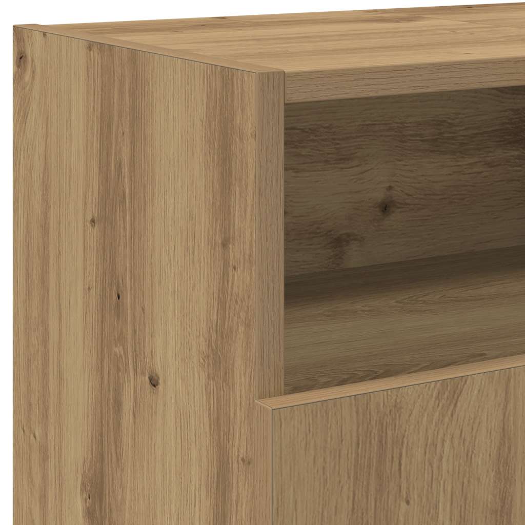 TV Cabinet with LED Lights Artisian Oak 120x30x50 cm Engineered Wood - Bargainia.com - 8721158437891 - 856352
